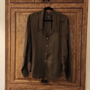 Brown silk and cotton designer shirt